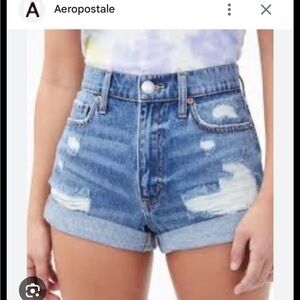 Forever 21 Women's Blue High Waist Denim Shorts